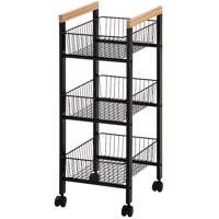 Úložný Vozík Gc6010 3 Úrovne Čierna/Prirodzené